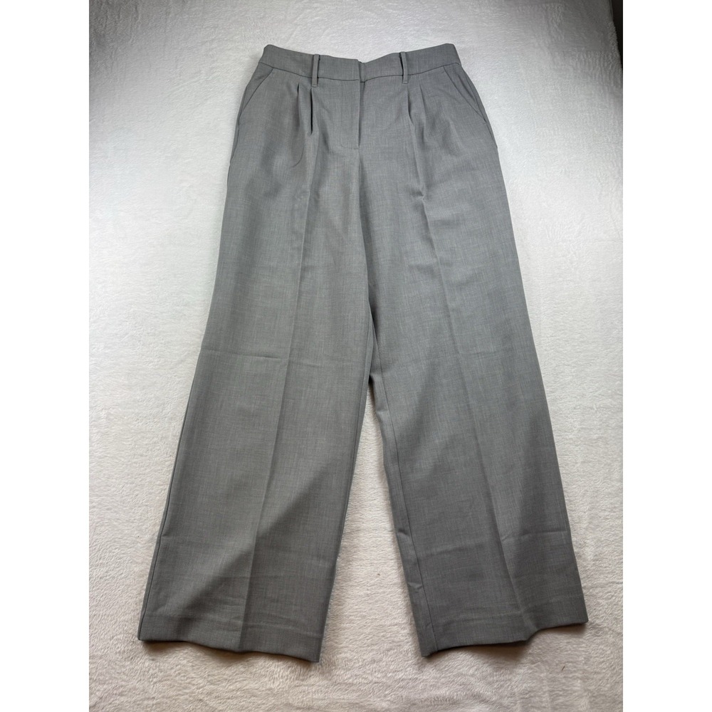 Nine West Bottoms High Rise Wide Leg Trouser Grey Size Large Long New W/Tags